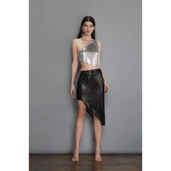 Bronx And Banco Xenia One Shoulder Metal Dress - Picture 1 of 11